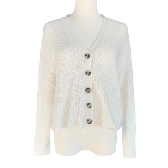Madewell Mayfair Cardigan Sweater Oversize Alpaca Blend Button Up Ivory Fits S-L - Picture 5 of 11